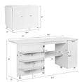 thumbnail image 3 of Costway Folding Sewing Table Shelves Storage Cabinet Craft Cart with Wheels Large White, 3 of 10