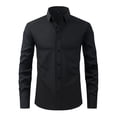 thumbnail image 1 of RXIRUCGD Chemise Cardigan pour Homme, Mode, Uni, Col Rabattu, Haut de Bureau, Chemise à Boutons, Noir, Taille : TP, 1 of 8