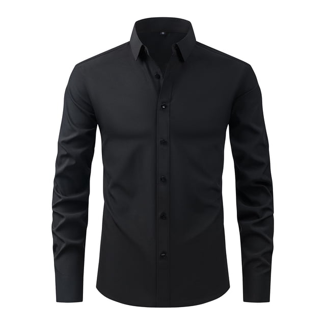RXIRUCGD Chemise Cardigan pour Homme, Mode, Uni, Col Rabattu, Haut de Bureau, Chemise à Boutons, Noir, Taille : TP