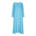 thumbnail image 4 of Fznquz Robes Trapèze pour Femmes Unies Grande Taille Bleu à Manches Longues Robe d'Été Ample avec Poches Maxi Décontractée Robes pour Femmes, 4 of 7