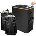 thumbnail image 1 of Longzhuo Recycling Bin, 140L/37 Gallon, Black, Oxford Cloth & Bamboo, Collapsible, Removable Lid, Portable, Kitchen & Home Office, Bottle, Can, Glass, Waste Plastic Recycling Bin, 1 of 8