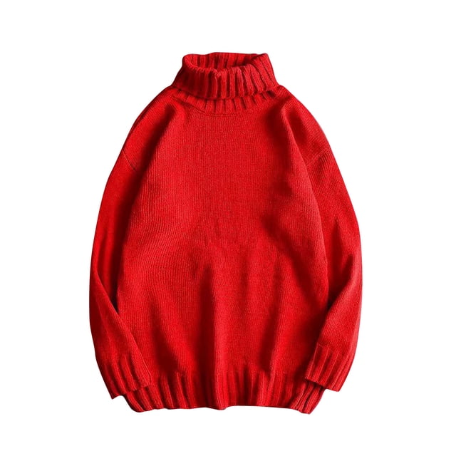 cfhntfmh Chandails Surdimensionnés pour Hommes Mode Col Montant Chandails Amples Automne Hiver Chauds Manches Longues Chandails Unis