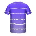 thumbnail image 5 of Penkiiy T-Shirt Homme Décontracté Col Rond Rayé Imprimé Chandail Entraînement Physique Manches Courtes Blouse m Violet, 5 of 5