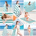 thumbnail image 2 of Green Microfiber Beach Towel Green Stripe Large Size 80X160Cm #0ROR0, 2 of 8