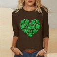 thumbnail image 1 of T-Shirt Ample à Manches Trois-Quarts et Col Rond Imprimé pour la Saint-Patrick pour Femmes, 1 of 6
