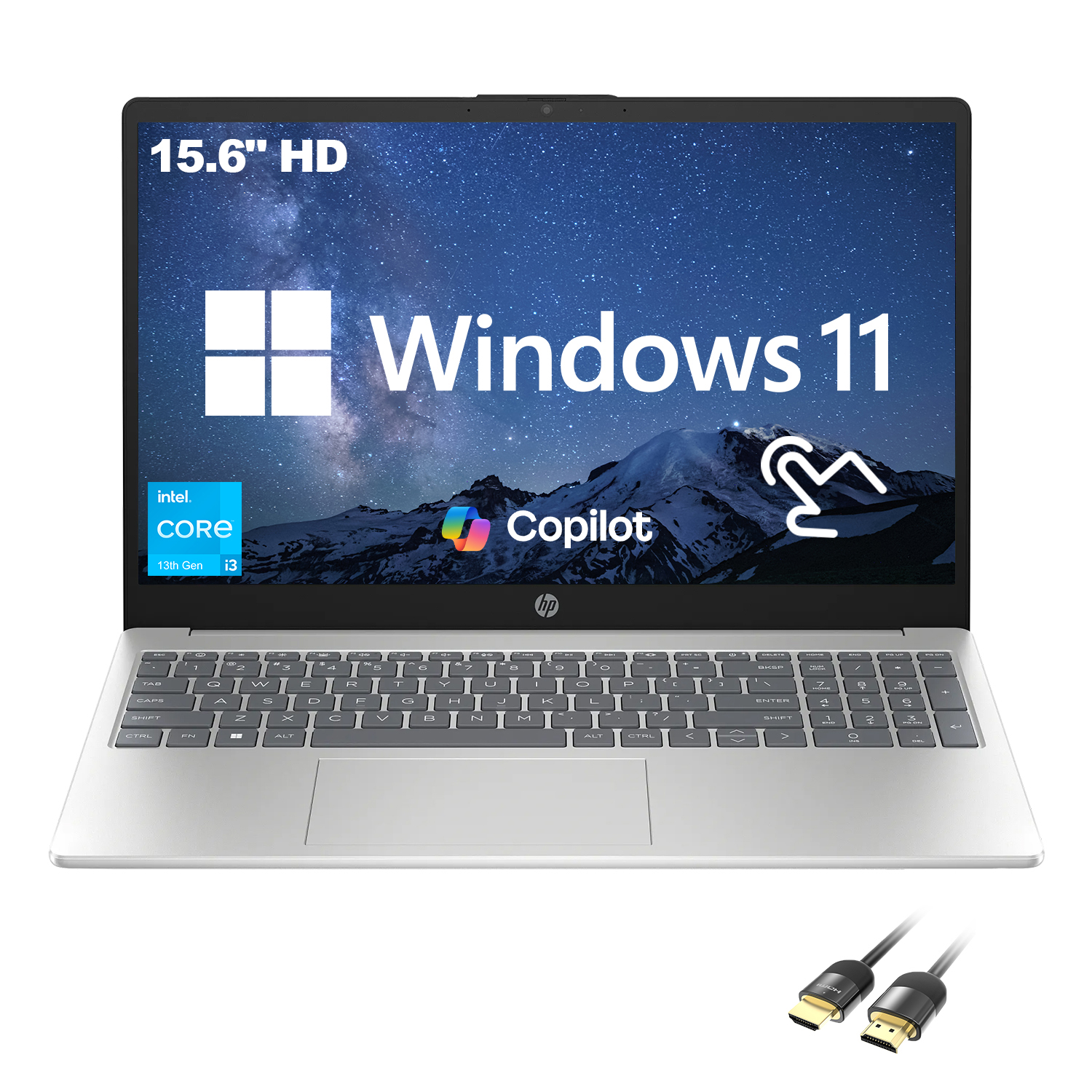 HP 2025 New 15.6" HD Touchscreen Laptop, Intel i3-1315U, 64GB RAM, 2TB SSD, AI Copilot, HDMI Cable, US Version KB, For Business & Student, Windows 11
