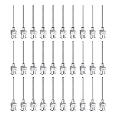 Unique Bargains 30 Pcs Aiguilles de Distribution en Acier Inoxydable 16G, Tube d'Aiguille de Colle 1 Pouces Embout Émoussé
