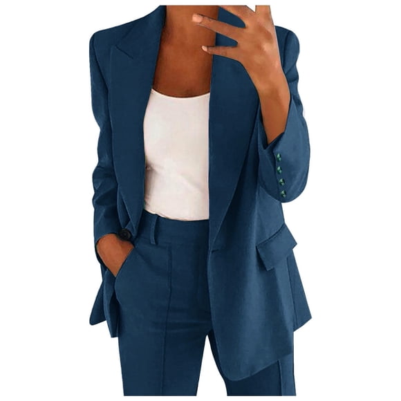 DondPO Blazers for Women Women's Plus Size Suit Jacket Business Oversize Spring Thin Transition Jacket Jacket Short Blazers for Women Business Casual Work Office Suit Jackets Blue 4XL Clearance！