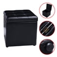 thumbnail image 3 of Costway Cube Ottoman Pouffe Storage Box Lounge Seat Footstools w/ Hinge Top black, 3 of 10