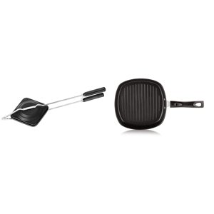 T2STSR Sandwich Gas Toaster Regular + Square Grill Pan, Black Color | Non Stick Coating