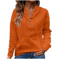 thumbnail image 2 of Mceream Hoodie Sweatshirts for Women Oversized Button Down Pullover Sweatshirt Texture Long Sleeve Sweater Fall Winter Clothes with Pocket Plus Size Pullover Loose Tops Sudadera Para Mujer Orange XL, 2 of 6