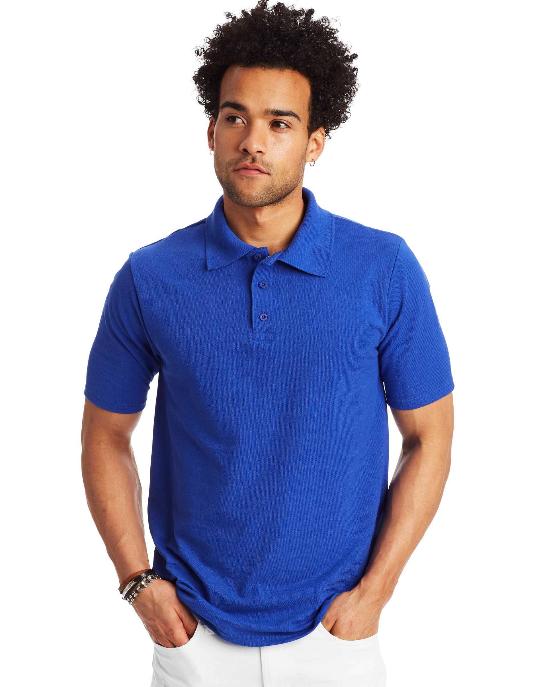 Hanes Mens FreshIQ X-Temp Pique Polo, M, Deep Royal