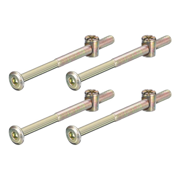 Unique Bargains 4Pcs Hex Socket Head Screws Bolts Barrel Nuts, M6 x 90mm Socket Furniture Bed Bolt Barrel Nut for Chairs Cots