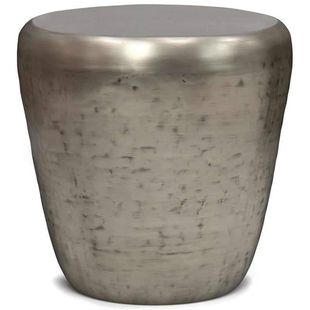 Simpli Home Garvy 22"WD Industrial Metal Side Table in Antique Silver&Assembled