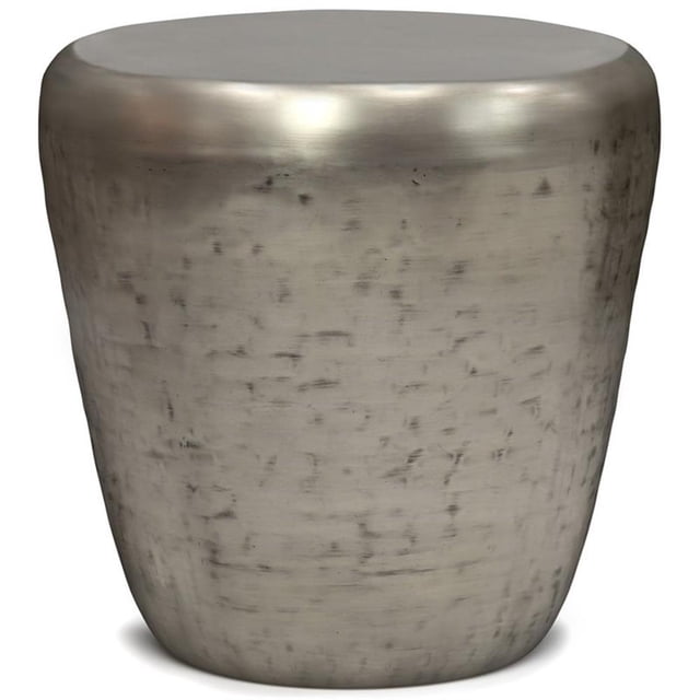 Simpli Home Garvy 22"WD Industrial Metal Side Table in Antique Silver&Assembled