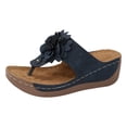 thumbnail image 2 of IUJSOY Orthopedic Sandals for Women Boho Flower Platform Flip Flops Wedges Comfortable Walking Shoes, 2 of 9