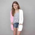 thumbnail image 2 of MKOSPLRT Fall Cardigans Kids Girls Open Front Long Cardigans Color Block Lightweight Jacket Long Sleeve Cotton Cardigan with Pocket, 2 of 7