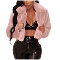 thumbnail image 2 of KIHOUT Womens Winter Outerwear Faux Fur Long Sleeve Crop Jacket Solid Color Shaggy Coat Open Front Cardigans, 2 of 3