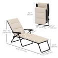 thumbnail image 3 of Outsunny Folding Lounge Chair w/ Cushion, Adjustable Back, Beige, 3 of 10