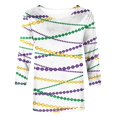 thumbnail image 4 of Outfmvch Chemises Mardi Gras pour Femmes, Manches 3/4 Hauts pour Femmes, Tenue Mardi Gras pour Femmes, Blouses pour Femmes, Hauts d'Entraînement pour Femmes, Tunique Graphique de Carnaval Manches 3/4 Col Rond Blouse Marron TG, 4 of 5