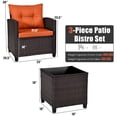 thumbnail image 3 of Costway 3 PCS Patio Rattan Furniture Set Cushioned Conversation Set Sofa Orange, 3 of 10