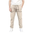 thumbnail image 1 of Ceisia Men Solid Color Loose Casual Pants Elastic Waist Drawstring Sports Gift Work Trousers, 1 of 7