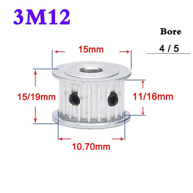 1Pcs 3M 12 Dents à 16 Dents Courroie de Distribution Synchrone Largeur 11mm 16mm Alésage 4/5/6.35mm, Installation Facile