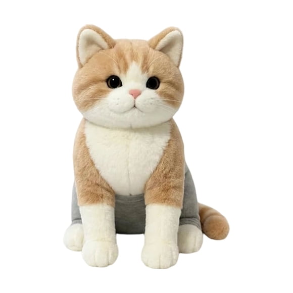 Drppepioner Cute Orange White Cat Stuffed Plush toy,Realistic Kitty Doll Wearing Yoga Pants for Home Decor Gift