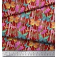 thumbnail image 3 of Soimoi Modal Satin Fabric Stripes & Butterfly Decor Fabric Printed Yard 42 Inch Wide, 3 of 5