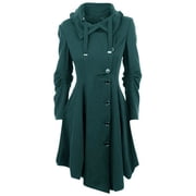Qertyioot Women's Casual Faux Fur Coat Women Wool Warm Slim Jacket Thick-Parka Over Long Winter Outwear