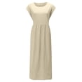 thumbnail image 4 of HKEJIAOI Robes Décontractées pour Femmes Offres Liquidation Cadeau d'Anniversaire Mode pour Femmes Uni Sans Manches à Col Rond Robe Longue Rétro Beige, 4 of 6