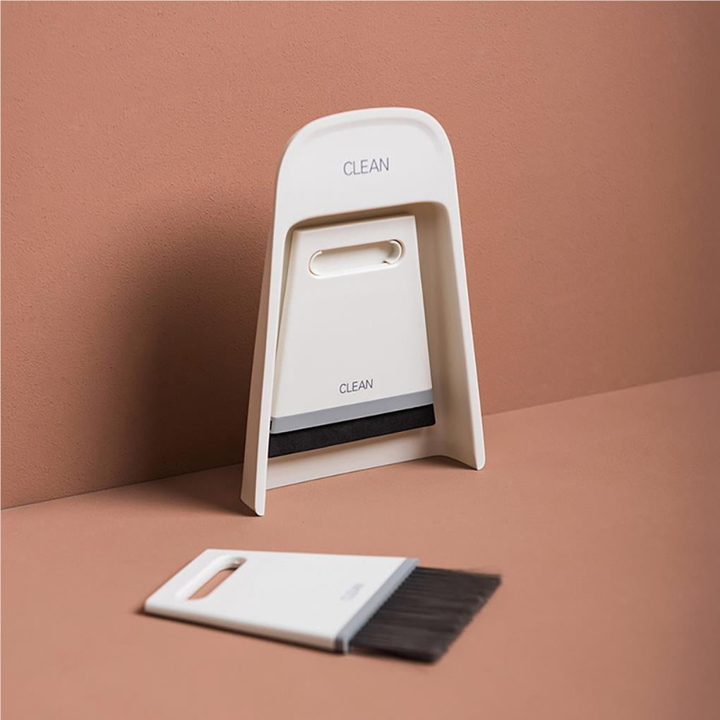 Mini Broom Dustpan Set Desktop Broom Computers Replacing Durable Dust Pan Tiny Dustpan Brush Set For Cleaning Table Countertop Keyboard Grey White