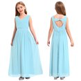 thumbnail image 3 of Miaeowve Robe de Demoiselle d'Honneur pour Fille Sans Manches en Mousseline Perlée, Robe de Demoiselle d'Honneur Junior, Robe de Fête de Mariage pour Filles, Bleu Pâle 12, 3 of 7
