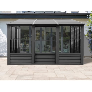 Gazebo Penguin Florence 10 pi x 12 pi Toit en Métal Solarium Mural - Ardoise