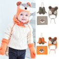 thumbnail image 2 of 1 Set Children Hat Breathable Windproof Acrylic Fiber Cartoon Printed Baby Scarf Mitten Cap Kit for Outdoor, 2 of 10