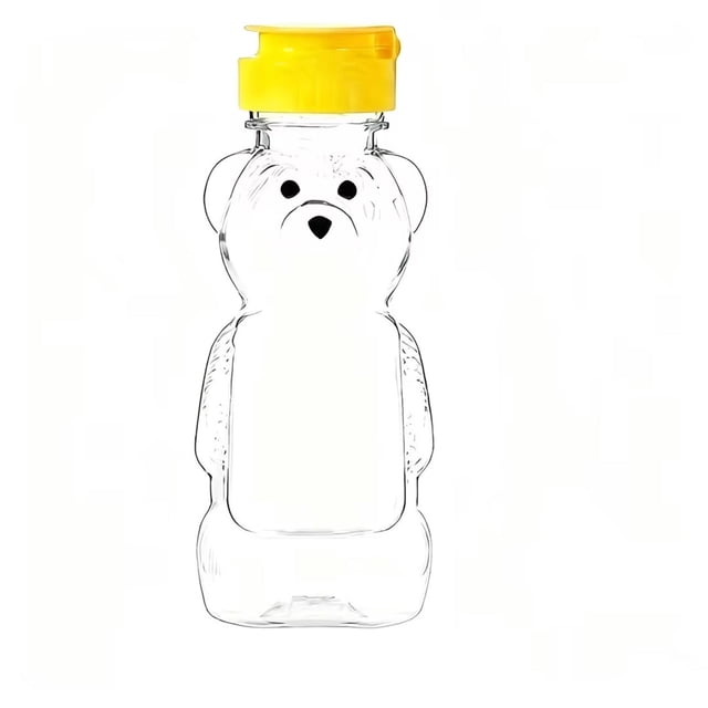 SLYNSHome Pots de Miel en Plastique en Forme d'Ours, Bouteille à Presser pour Miel Vide avec Couvercle à Rabat pour Rangement et Distribution