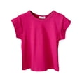 thumbnail image 1 of Sunnyoo Toddler Girls T-Shirt Solid Short Sleeve Cotton Ribbed T Shirt, Sizes 1-11, 1 of 3