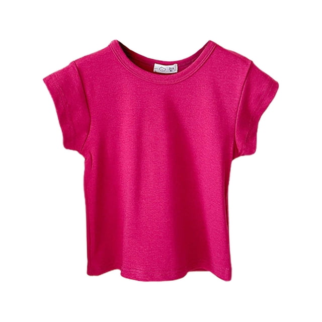 Sunnyoo Toddler Girls T-Shirt Solid Short Sleeve Cotton Ribbed T Shirt, Sizes 1-11