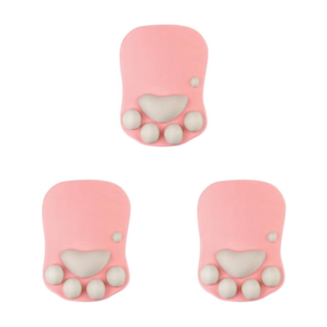 relayinert Stylish Cat Paw Gaming Mouse Mat Wrist Protection Non-slide Base Safe Cute DS-015 pink gray 3Set