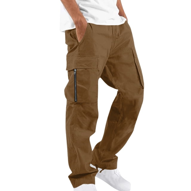 WRKEKC Cargo Pants for Men Pocket Patch Drawstring Multiple Pockets Straight Leg Work Pants Outdoor Fitness Pants for Active Wear