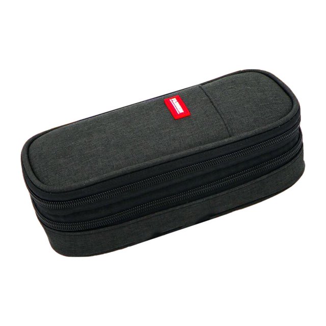 1 Pcs Zipper Closure Pencil Case with Inner Net Bag Canvas Color Matching Large Capacity Canvas Stationery Box School Supplies