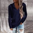 thumbnail image 2 of CEHVOM Chandail à Capuche Décontracté Rayé pour Femmes Col Ouvert Manches Longues Chandail Manches Longues Col Rabattu Haut/chemise Manches Longues à Capuche Liquidation, 2 of 8