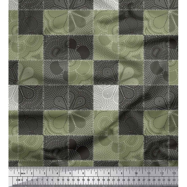 Soimoi Silk Fabric Flower Artistic Print Sewing Fabric Yard 42 Inch Wide