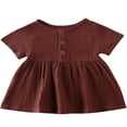 thumbnail image 1 of Baby Girl Dress Short Sleeve  Neck Button Casual Dress, 1 of 6