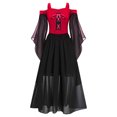 thumbnail image 3 of iiniim Robe de Sorcière Gothique Renaissance pour Filles, Déguisement d'Halloween, Manches Papillon, Corset Victorien, Rouge 12, 3 of 7