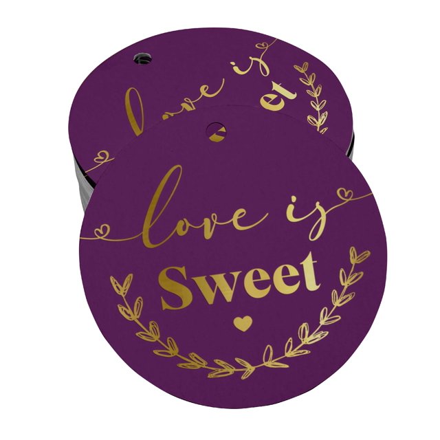 Inkdotpot Étiquette en Papier Doré "Love Is Sweet" pour Mariage, Pièce 100