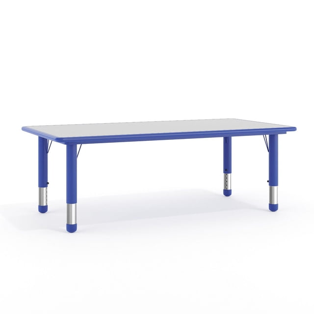 23.625''W x 47.25''L Rectangular Blue Plastic Height Adjustable Activity Table with Grey Top