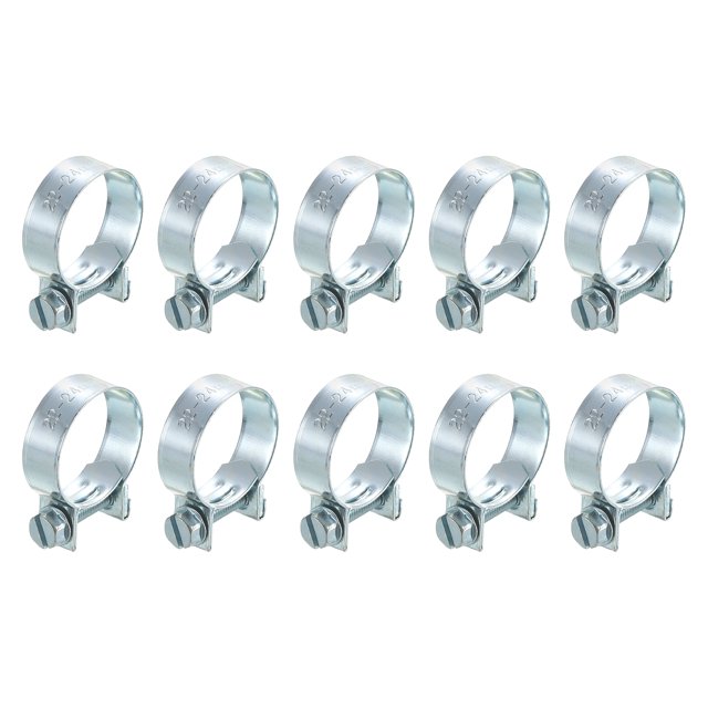 Unique Bargains 10Pack Mini Fuel Line Pipe Hose Clamp Clip, Adjustable 22-24mm, Zinc Plated