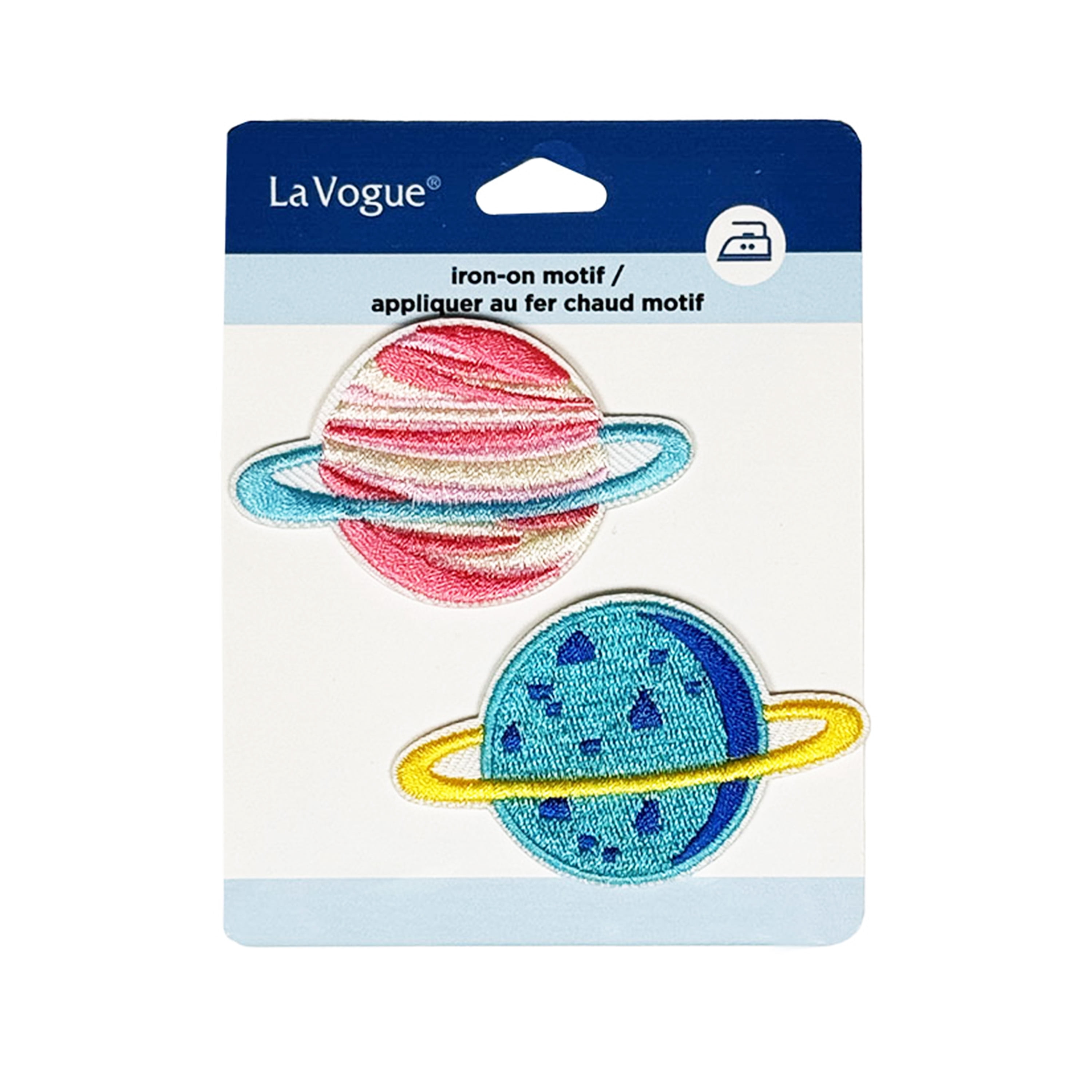 LA VOGUE Planet Embroidered Iron-On Patches, 2 pieces - ~11.43 × 8.89 cm (4.5 × 3.5 in), 2Pcs