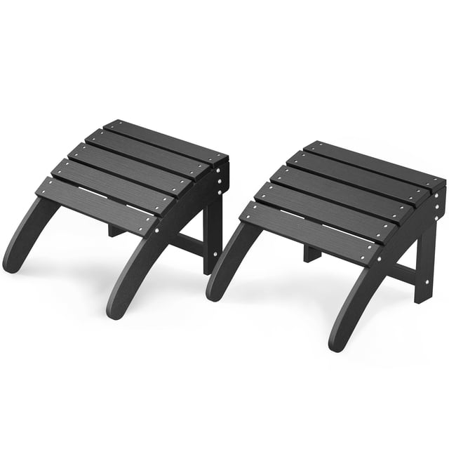 HDPE Outdoor Ottoman Foot Rest for Adirondack Chair, Weather Resistant Patio Footstool for Porch, Pool, Lawn and Backyard